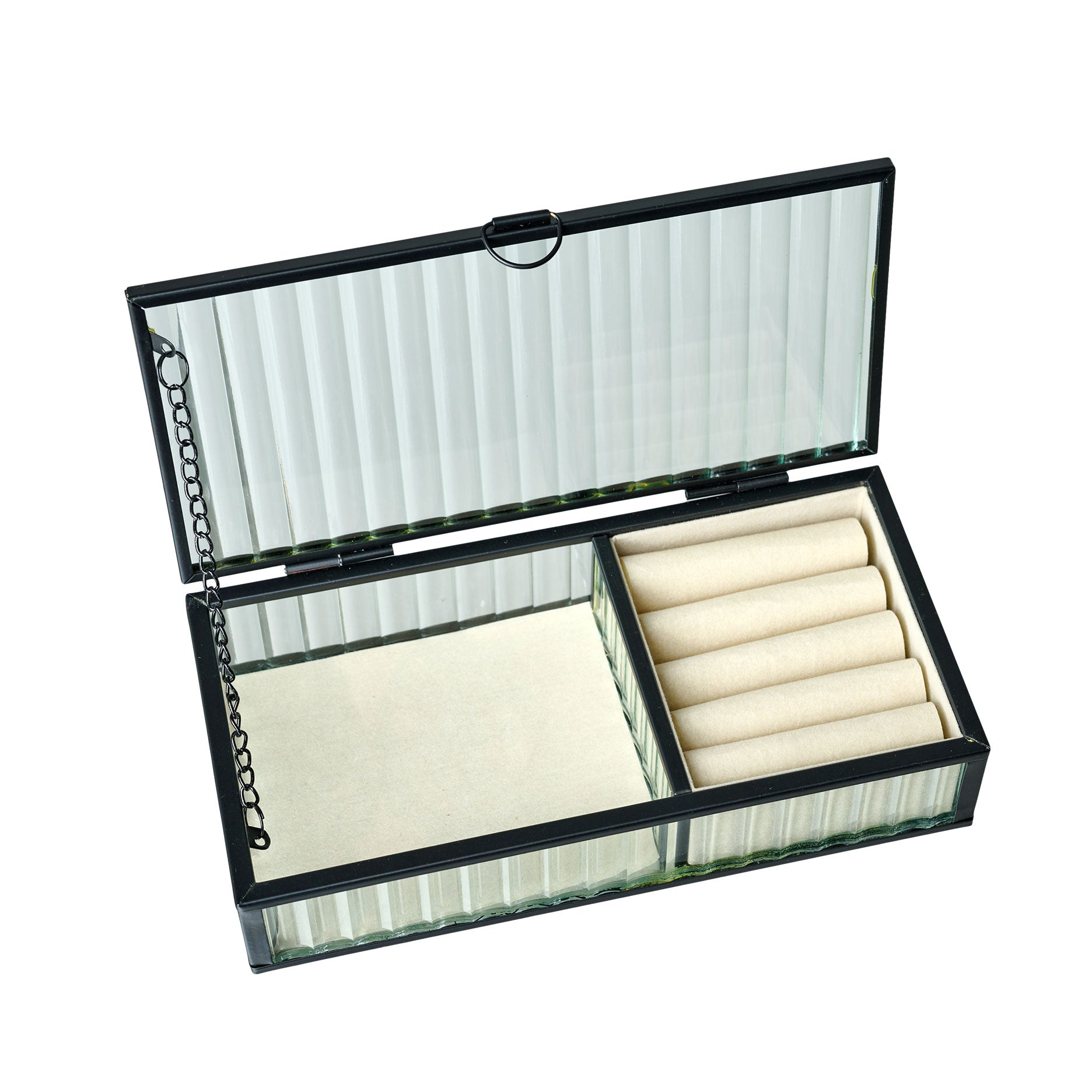 Smykkeskrin m. rillet glas